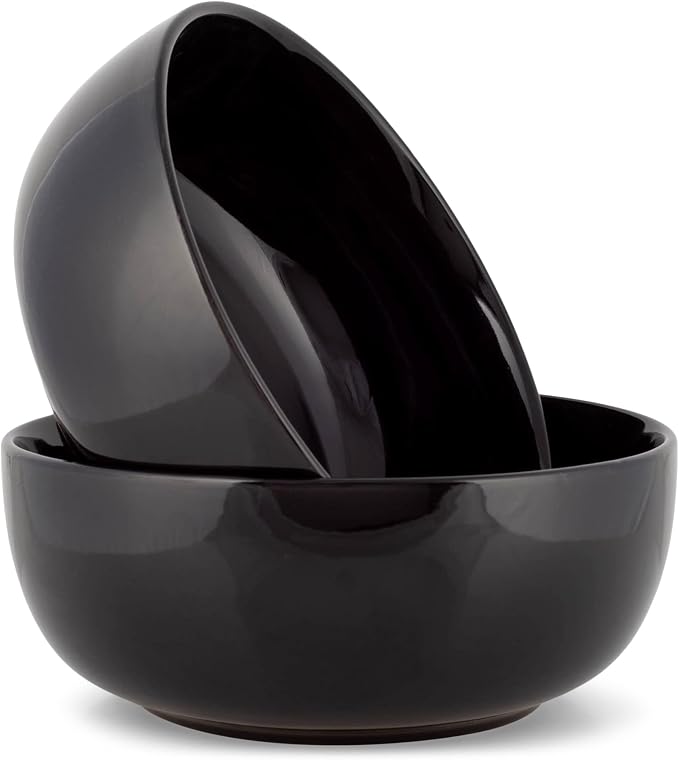 Elanze Designs Bistro Glossy Ceramic 8.5 inch Large Serving Bowls Set of 2 by ElanzeDesigns