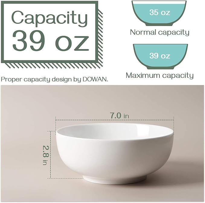 DOWAN Soup Bowls, Ramen Bowl for Noodle, 39 Ounce large Cereal Bowls for Kitchen - Image 2