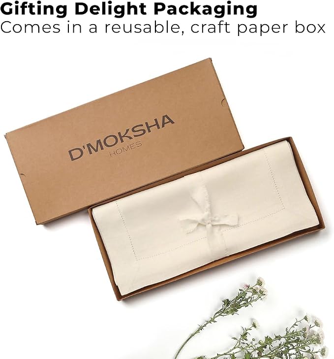 Signature Linen™ by D'Moksha Ivory Table Runner 90 Inches Long, 100% Pure Linen - Image 4