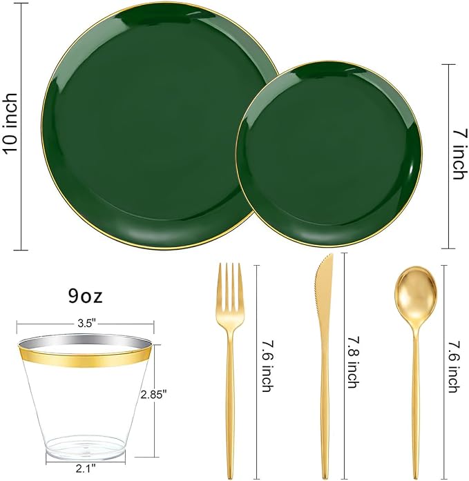 bUCLA 150PCS Green Plastic Plates - Image 2