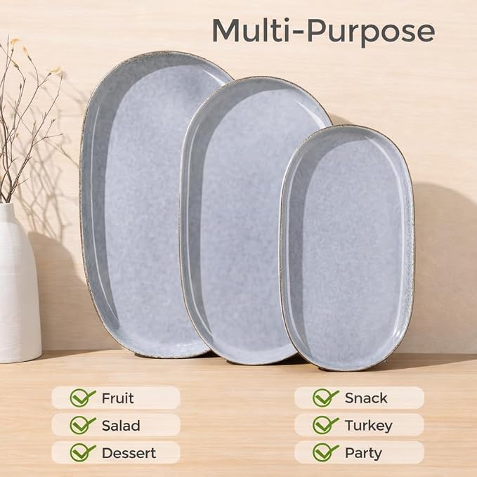 AmorArc Ceramic Serving Platters, Reactive handcrafted Oval Plates - Image 4