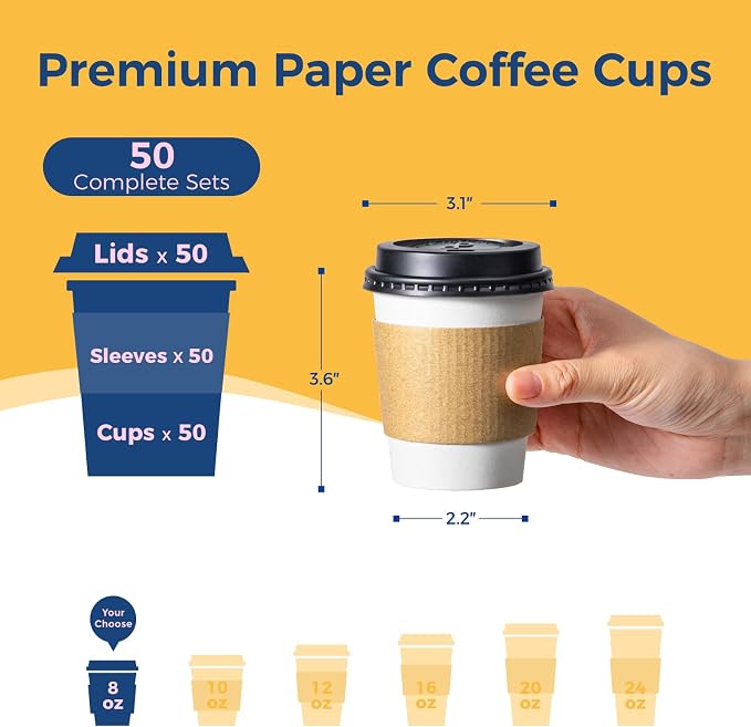 Fit Meal Prep 50 Pack 8 oz Disposable Coffee Cups - Image 2