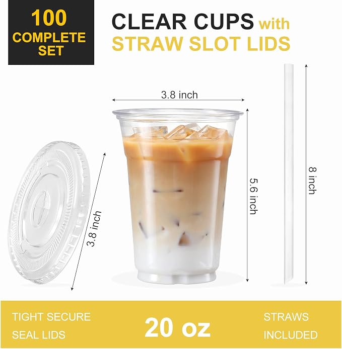 VITEVER [100 Sets - 20oz Clear Plastic Cups - Image 2