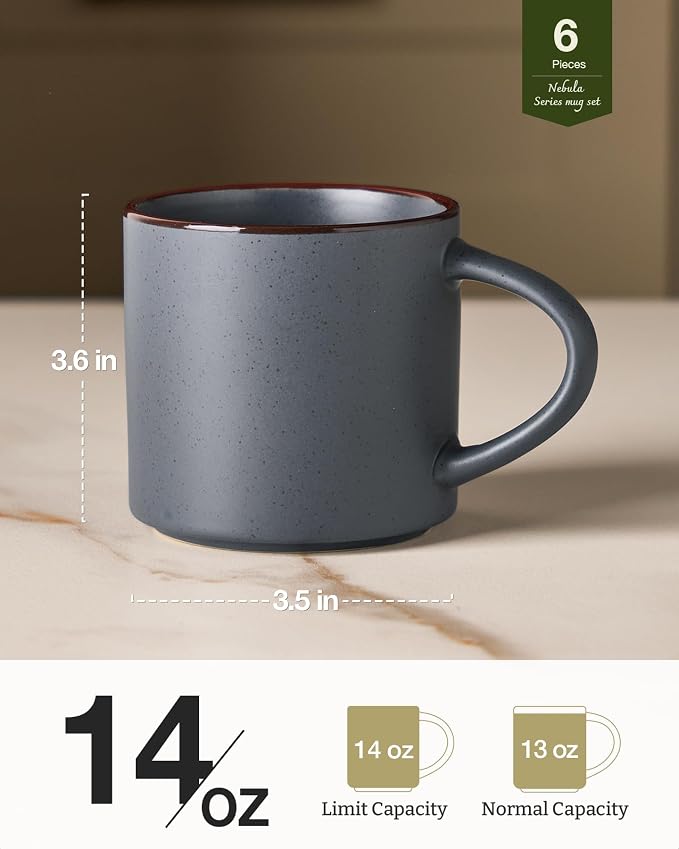famiware Coffee Mugs Set of 6, Nebula 14oz Coffee Mugs Ceramic Cup Set | - Image 4
