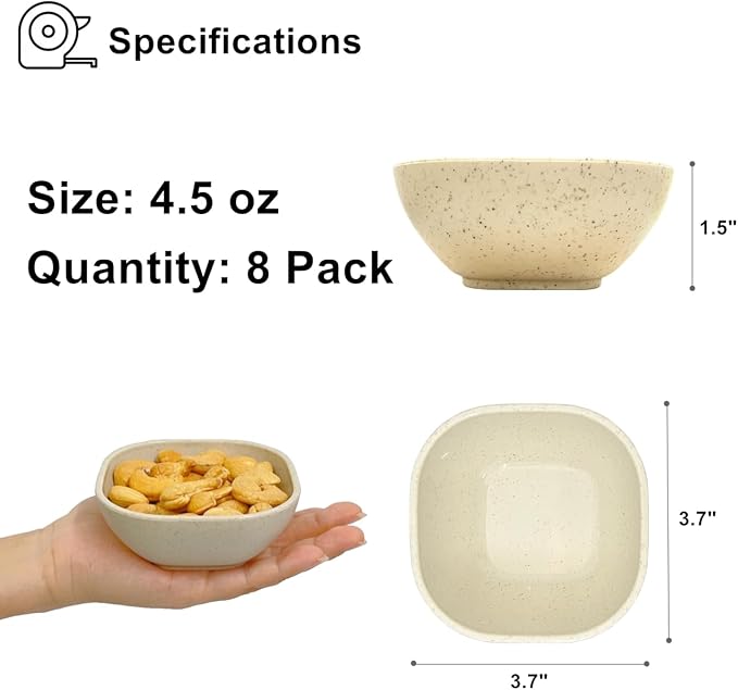 8 Pack Small Bowls, 4.5 OZ Assorted Colors Dipping Sauce Cups, Ice Cream Bowls - Image 2