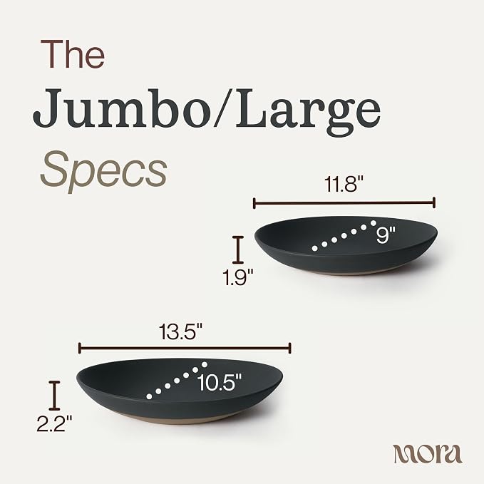 MORA Jumbo and Large Serving Dishes Set of 2, 13 inch and 12 inch Ceramic - Image 2