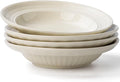 Wide Rim Soup Bowls Set of 4, 11 oz, 8 Inch Cream Beige | Shallow wide rim bowls by OniAnt