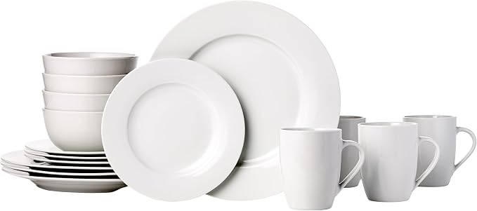 Amazon Basics 16-Piece Porcelain Dinnerware Set, Microwave and Dishwasher Safe by AmazonBasics