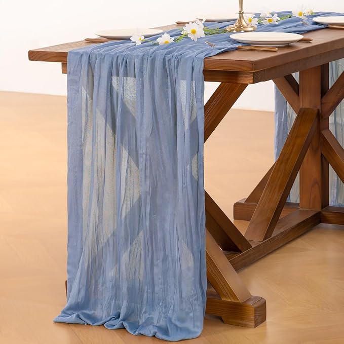 Cheesecloth Table Runner Summer Boho Wedding Birthday Party Home Decor | Dusty - Image 4
