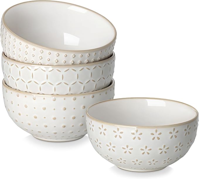 MALACASA Small Bowls, 14 Ounce Ice Cream Bowl, Stoneware Dessert Bowls Set of 4 by MALACASA