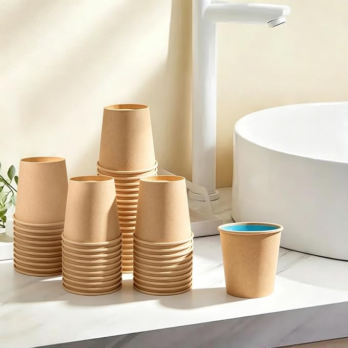 Lamosi 100 Count 3 oz Kraft Paper Cups, Disposable Small Coffee Cups | Sample - Image 5