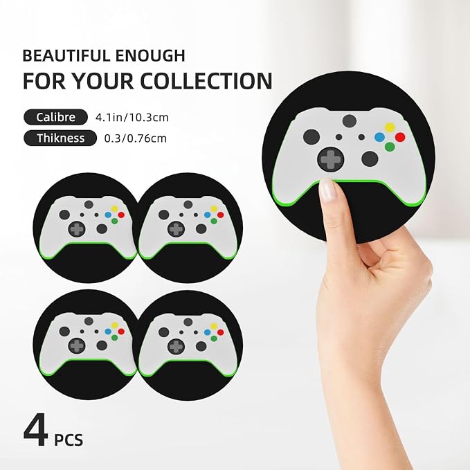 Video Games Coasters Set of 4, Absorbent Ceramic Drink Coasters Cup Mat - Image 3