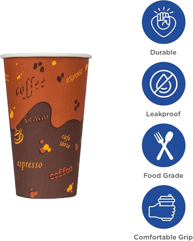 Karat 24 oz Paper Hot Coffee Cups Disposable, Leak-Resistant Double Poly-Lined - Image 2