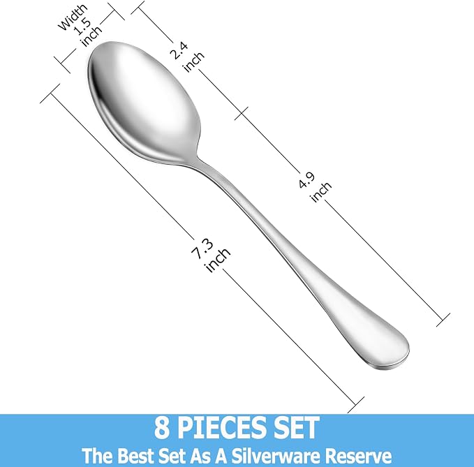 8 Pcs Tablespoon Spoon Set, Premium Food Grade Stainless Steel Spoons, Serving - Image 2