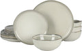 Gibson Elite Nardini 12 Piece Plates and Bowls Reactive Glaze Dishes Stoneware by GibsonHomewares
