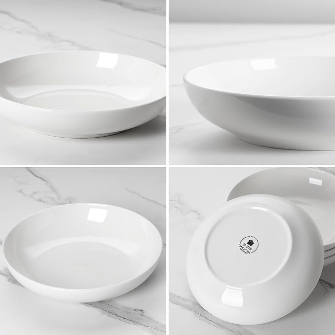 MALACASA 10" Large Pasta Bowls Set of 4, 56 OZ Wide and Shallow Salad Bowls - Image 8
