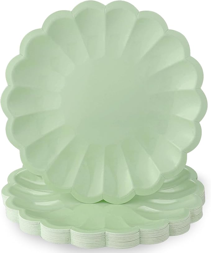 NatNarr 30 Pcs Sage Green Paper Plates 9.5 In Green Plates Disposable | Heavy by NatNarr