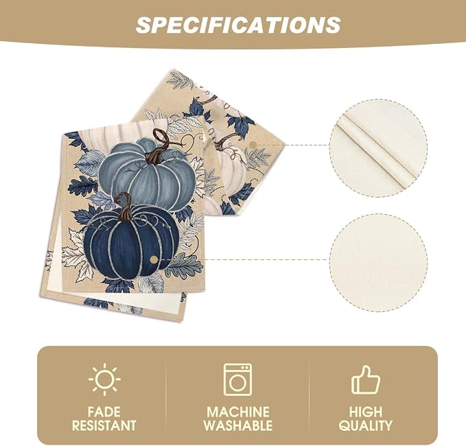 Artoid Mode 210 GSM Fall Table Runner 13x108 Inch Home Party Decor | Blue and - Image 5