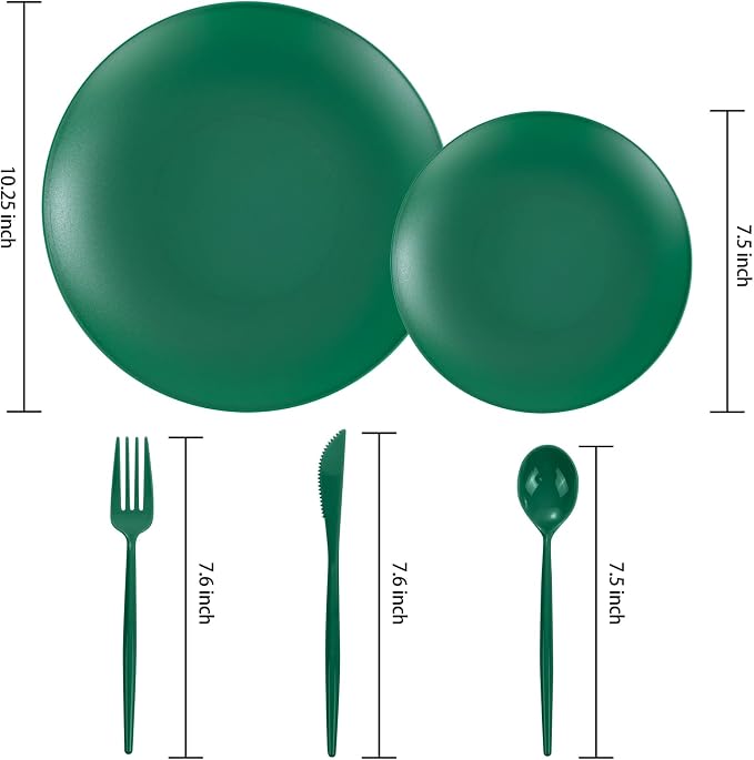 EI 150pcs Green Plastic Plates, Fancy Plastic Dinnerware Set, Dinner Plate - Image 8