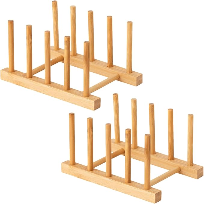 Bamboo Wooden Dish Rack, Plate Organizer by Unknown