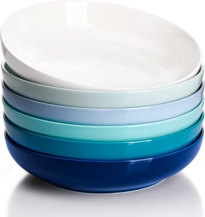 Sweese Pasta Bowls, 22 Ounce Salad Serving Bowls Set of 6, 7.6 Inch Porcelain by Sweese