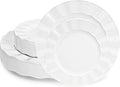 60 Pcs White Plates, Wave Edge Design Disposable Plastic Plates | Disposable by NZVCNTableware