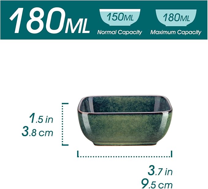 vancasso Stern 6 Oz Dipping Bowls, 3.7 Inches Ceramic Soy Sauce Dish, Square - Image 2