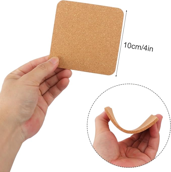130 Pieces 4 x 4 Inch Cork Coasters - Image 2