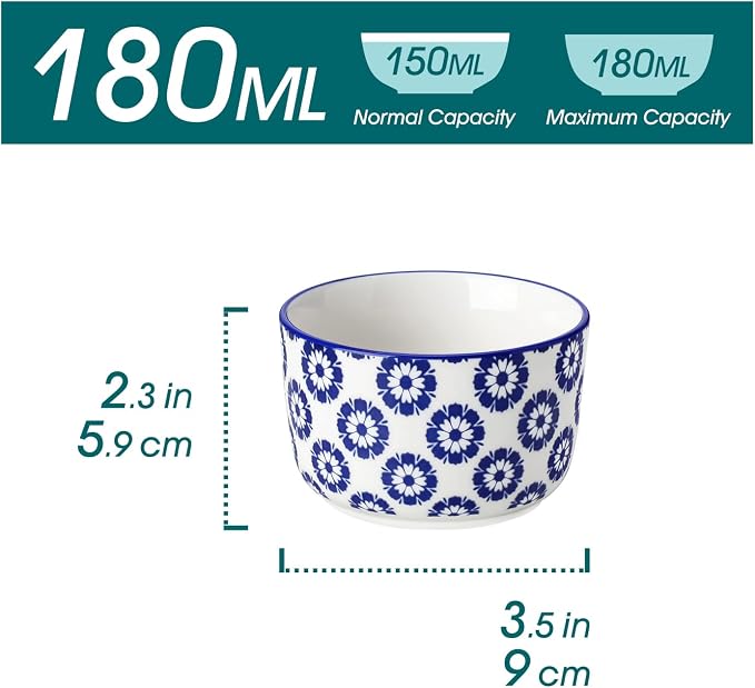 vancasso Selene 6 Oz Porcelain Ramekins Set of 6, Soufflé Dessert Cups | - Image 2