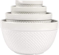 Tabletops Gallery Hobnail Style 4 Piece Classic White Stoneware Nesting Mixing by TabletopsGallery