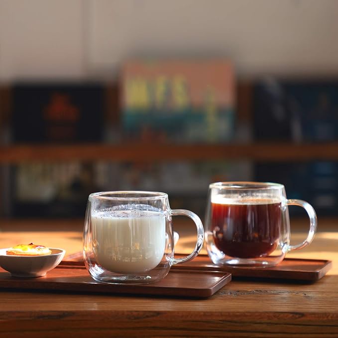 CNGLASS 10oz Double Walled Glass Coffee Mugs, Glass Espresso Mugs - Image 7