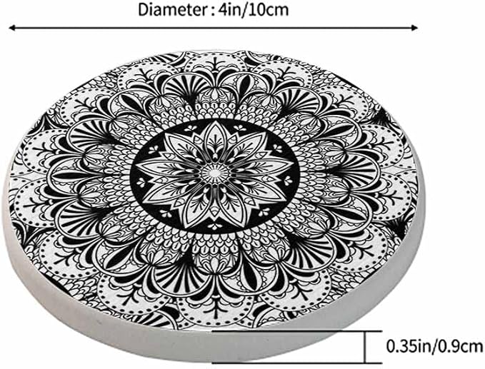 oFloral Flower Black Coasters for Drinks Mandala Vintage Ethnic Features Cups - Image 2
