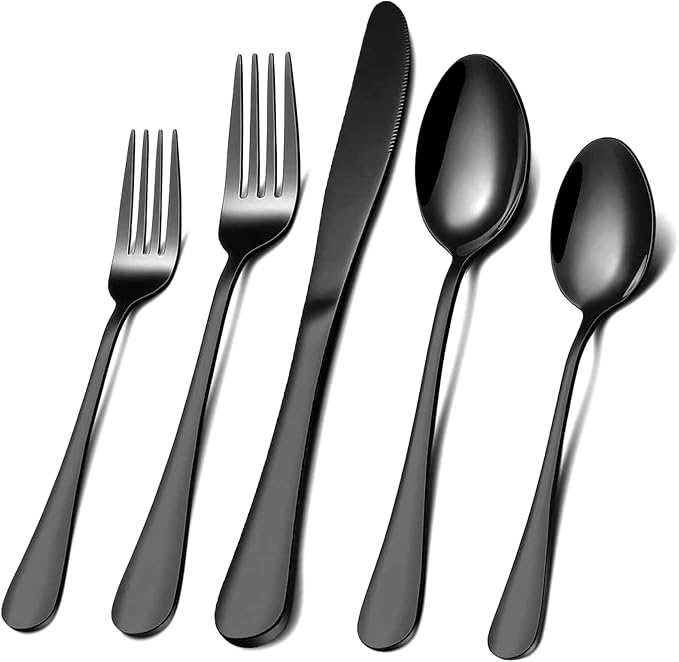 Black Silverware Set for 8, 40 Pieces Stainless Steel Flatware Cutlery Set by CXJY