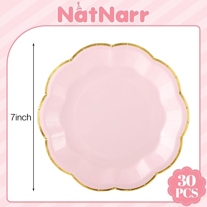 NatNarr 30 Pcs Pink Plates - Image 2