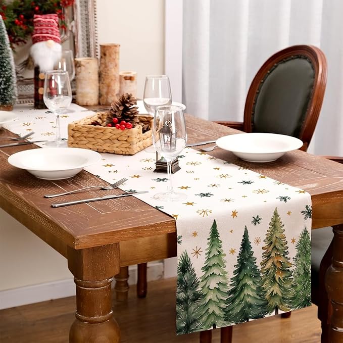 Christmas Table Runner 13x60 Inch, Xmas Tees Snowflakes Holiday Decorative - Image 6