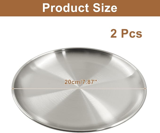Piutouyar 2 Pcs 20 cm / 7.87 Inch Round Serving Tray, Decorative Tray Circular - Image 2