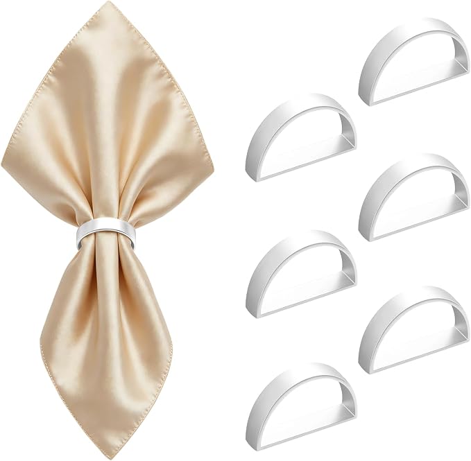 Napkin Rings Set of 6, Metallic Napkin Ring Holder Buckles | Napkin Ring Bulk by Unknown