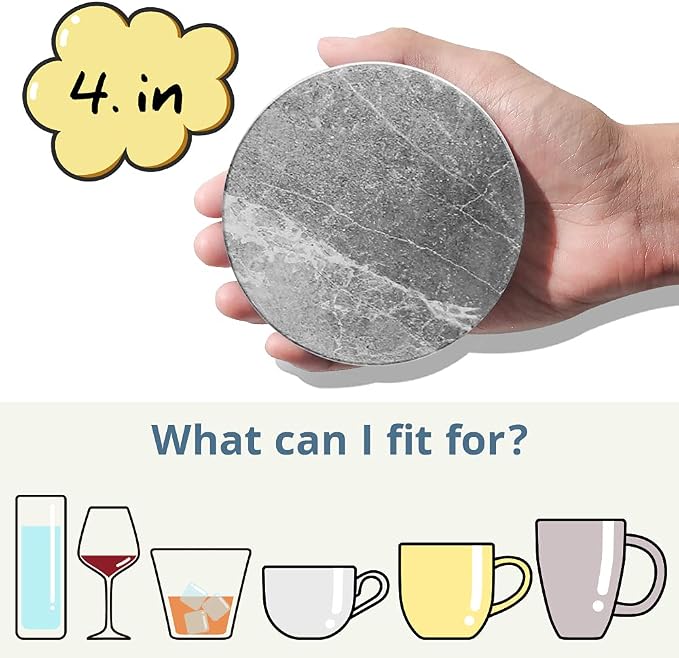 LIFVER Coasters for Drinks Absorbent, Living Room Decor, Ceramic Coasters Set - Image 2