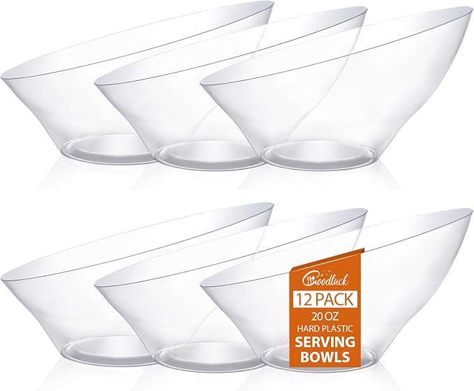 12 Pack Clear Plastic Serving Bowls by GoodLuck