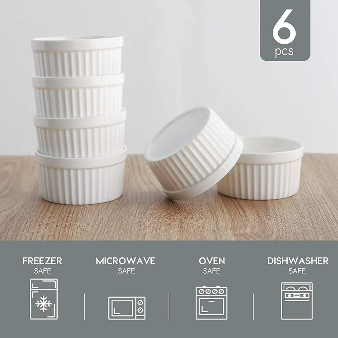 Samsle Porcelain Ramekins 4 oz Oven Safe, Small Souffle Dishes - Image 3