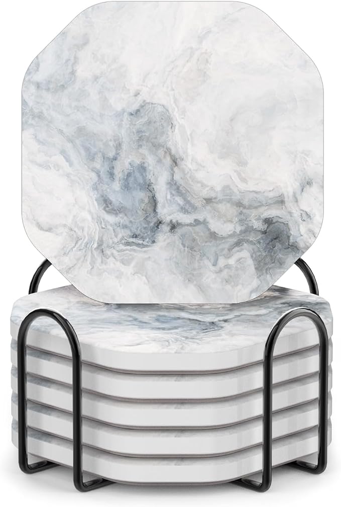 UMIRRO Absorbent Ceramic Stone Coasters Set of 6 by Umirro