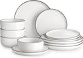 MALACASA Plates and Bowls Sets, 12 Pieces Modern Porcelain Dinnerware Set by MALACASA