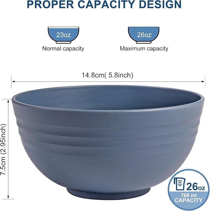 HOTEC BPA Free Unbreakable Wheat Straw Cereal Bowls - Image 2