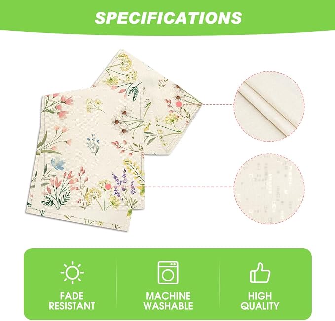 Artoid Mode Flowers Floral Summer Table Runner, Seasonal Spring Fall Kitchen - Image 5