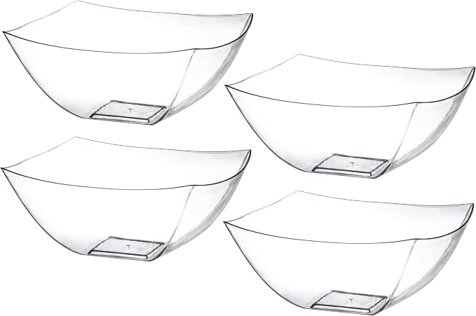 4 Pack Disposable Clear Plastic Serving Bowls Square Party & Candy 16oz | by PoshSetting