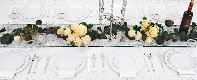 GATHER 176PCS Silver Plastic Plates - Image 9
