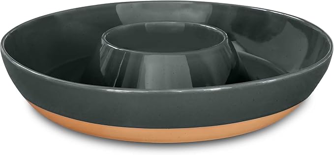 Mora Ceramic Chips and Dip Serving Tray: Large Divided Party Bowl Set by MORA
