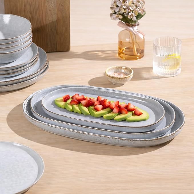 AmorArc Ceramic Serving Platters, Reactive handcrafted Oval Plates - Image 3