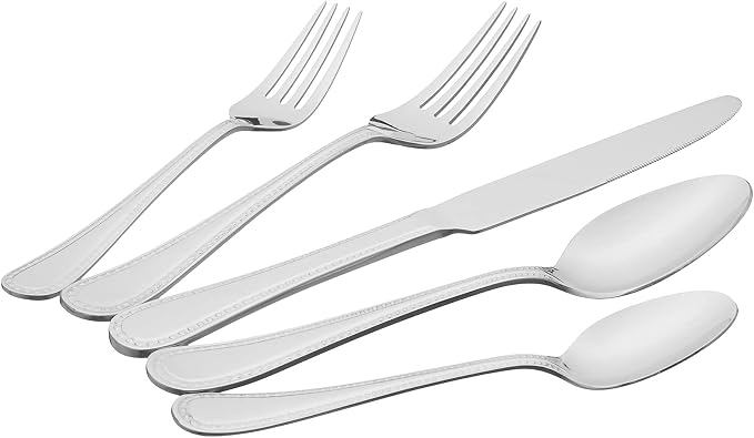Amazon Basics Silverware Set, Stainless Steel Flatware, Dishwasher Safe - Image 3