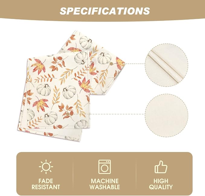 Artoid Mode 210 GSM Fall Table Runner 13x36 Inch Home Party Decor | Orange - Image 5